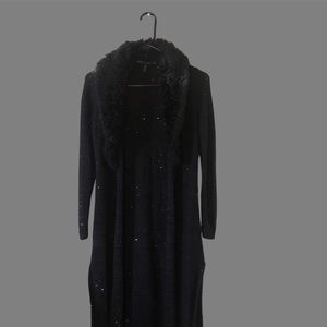 White House Black Market Cardigan with removable faux fur collar SIZE XS